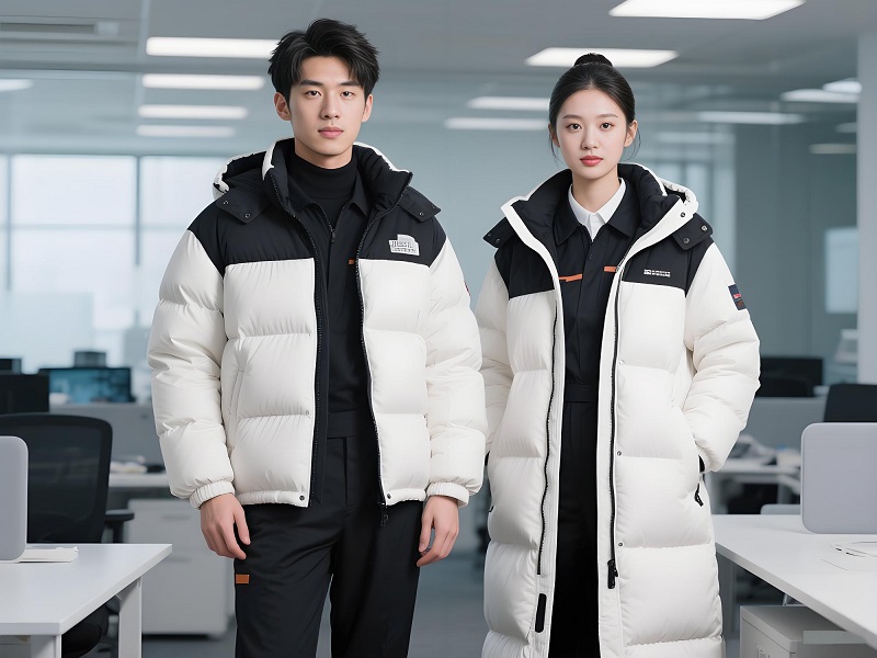 撞色拼接泡芙羽絨服工服定制