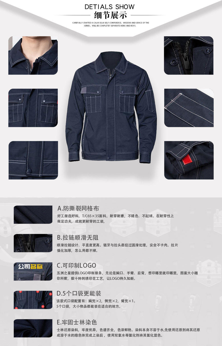 防撕裂勞保工作服細節(jié)展示