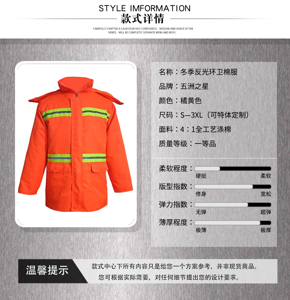 冬季反光環衛棉服—款式詳情